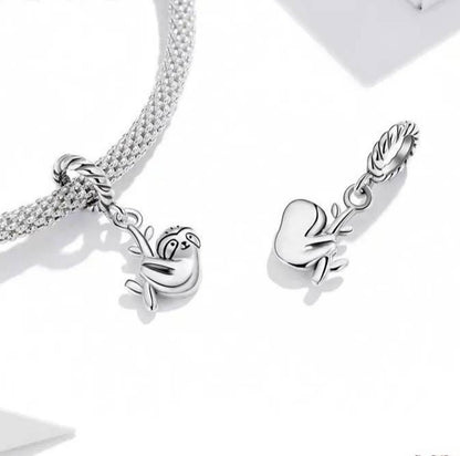 Sloth Charm for Bracelet, S925 Sterling Silver