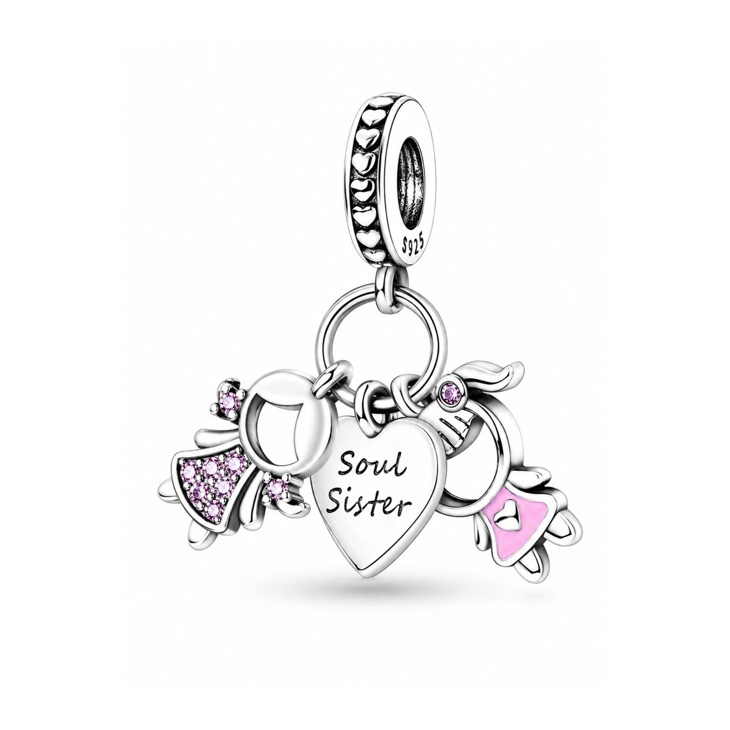 Soul Sisters Pendant Sterling Silver Charm Hallmarked S925 for Charm Bracelet and Necklace