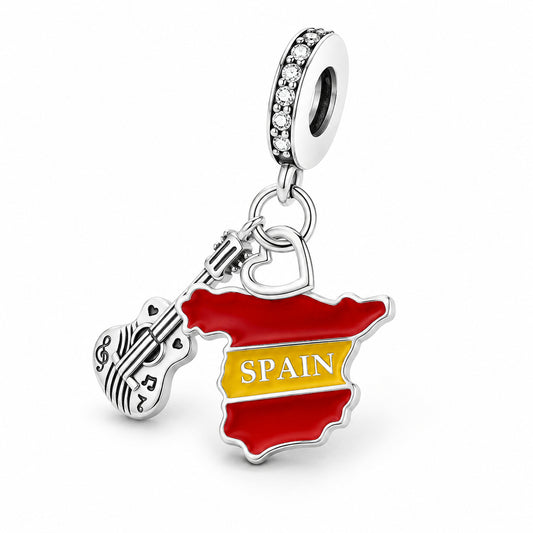 S925 Sterling Silver Spanish Flag Charm Bracelets
