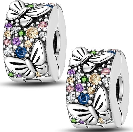 Sparkling Butterfly Clip Sterling Silver Charm Hallmarked S925 for Charm Bracelet and Necklace