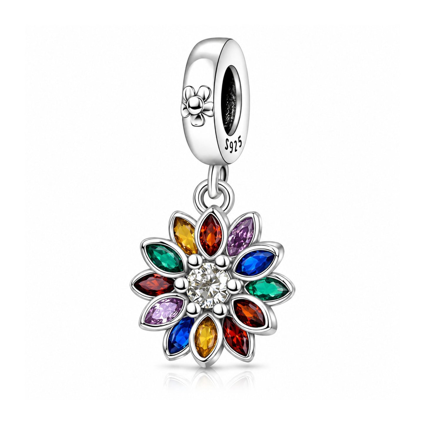 Sparkling Snowflake Pendant Charm Hallmarked S925 for Charm Bracelet and Necklace
