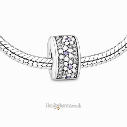 Sparkling Flower Clip Charm Sterling Silver Charm Hallmarked S925 for Charm Bracelet and Necklace