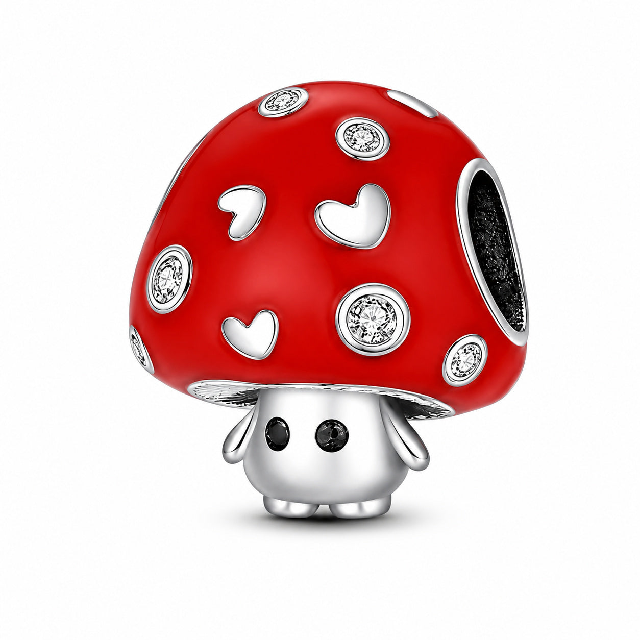 Sparkling Mushroom Sterling Silver Charm Hallmarked S925 for Charm Bracelet and Necklace