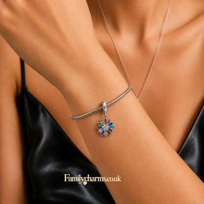 Sparkling Snowflake Pendant Charm Hallmarked S925 for Charm Bracelet and Necklace