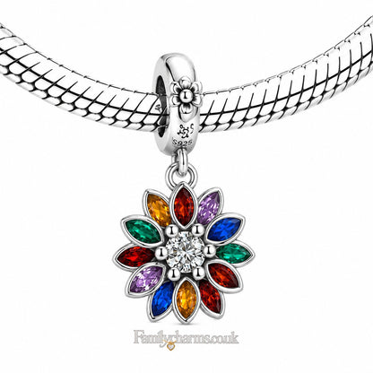 Sparkling Snowflake Pendant Charm Hallmarked S925 for Charm Bracelet and Necklace