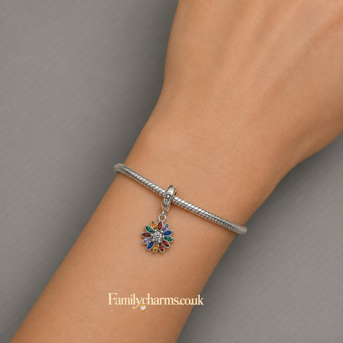Sparkling Snowflake Pendant Charm Hallmarked S925 for Charm Bracelet and Necklace