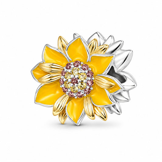 Sparkling Sunflower Sterling Silver Charm Hallmarked S925 for Charm Bracelet and Necklace