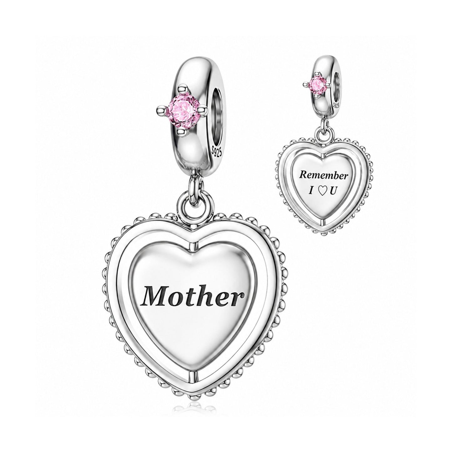 Spinning Mother Dangle Sterling Silver Charm Hallmarked S925 for Charm Bracelet and Necklace