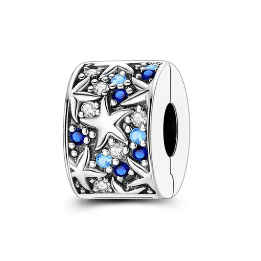 Starry Ocean Breeze Clip Charm Sterling Silver Charm Hallmarked S925 for Charm Bracelet and Necklace