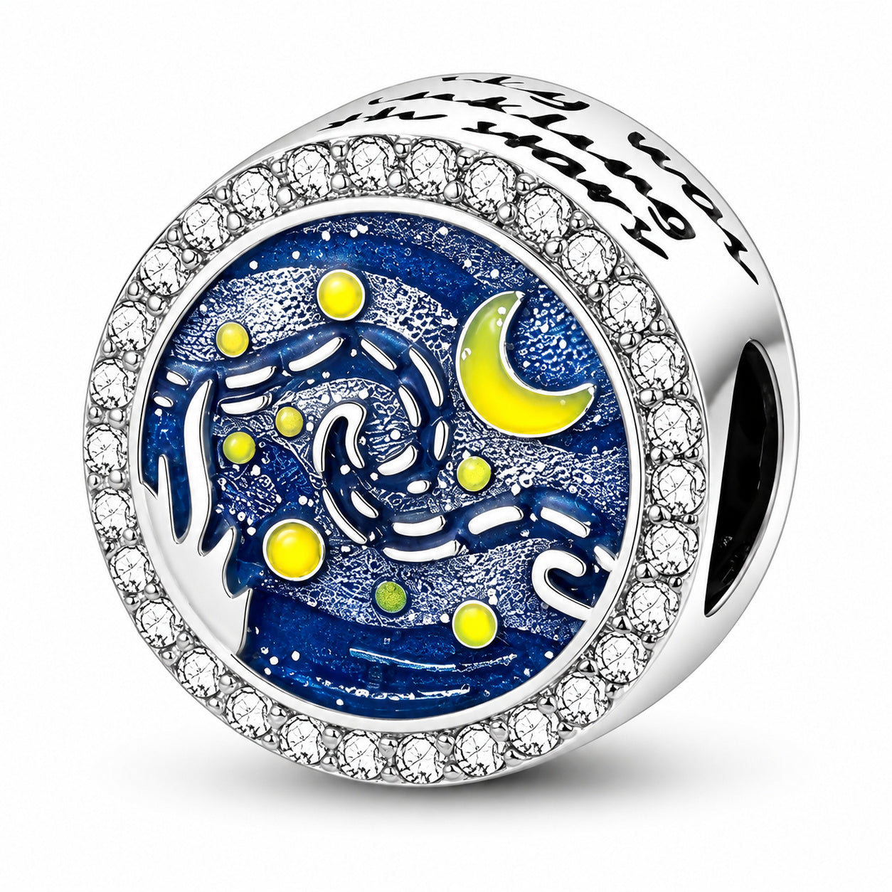 Starry Night Van Gogh Bead  Sterling Silver Charm Hallmarked S925 for Charm Bracelet and Necklace