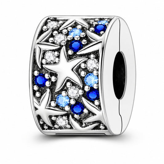 Starry Ocean Breeze Clip Charm Sterling Silver Charm Hallmarked S925 for Charm Bracelet and Necklace