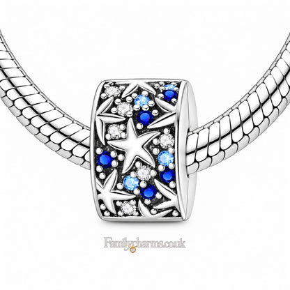 Starry Ocean Breeze Clip Charm Sterling Silver Charm Hallmarked S925 for Charm Bracelet and Necklace