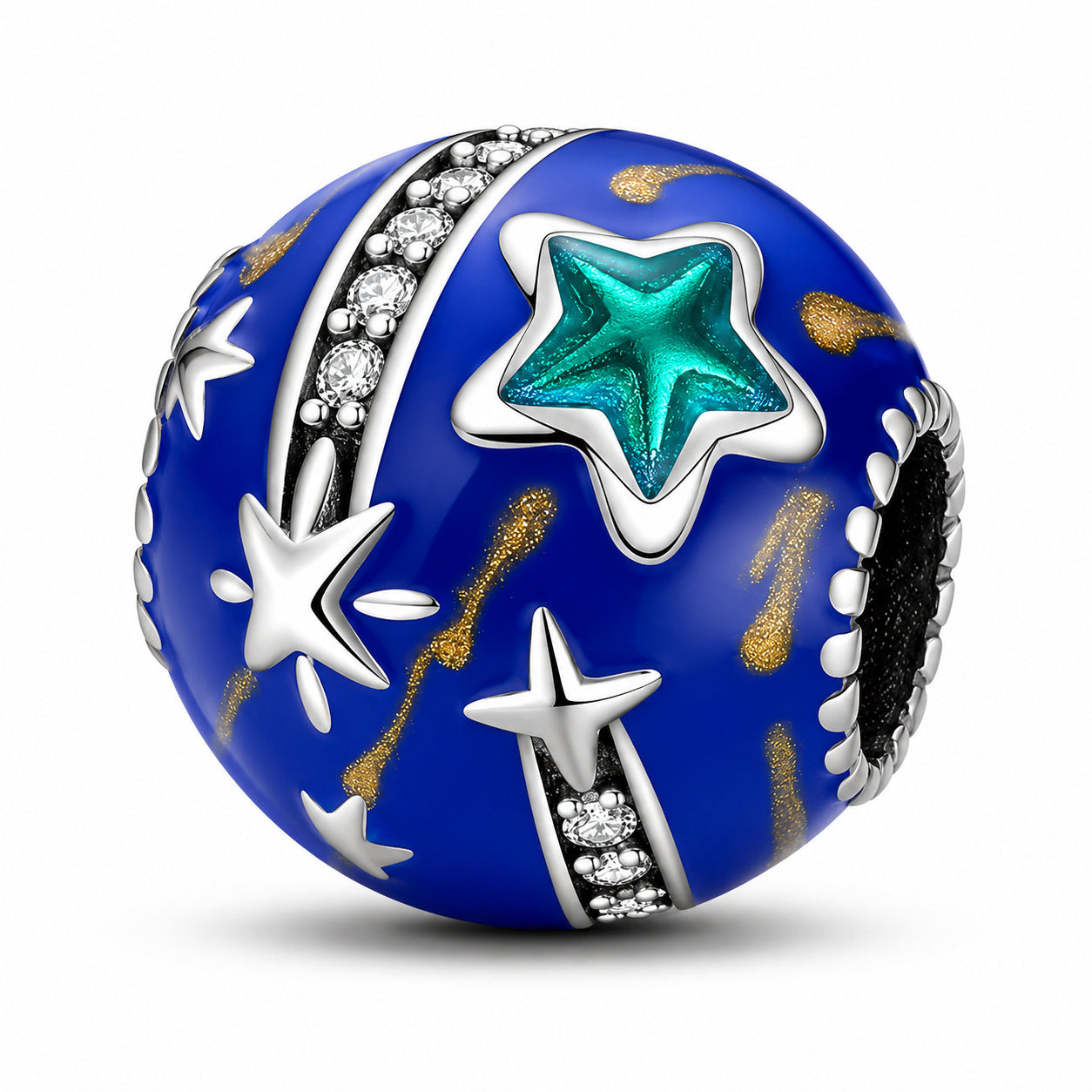 Stars and Galaxy Charm for Bracelet, S925 Sterling Silver