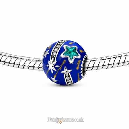 Stars and Galaxy Charm for Bracelet, S925 Sterling Silver