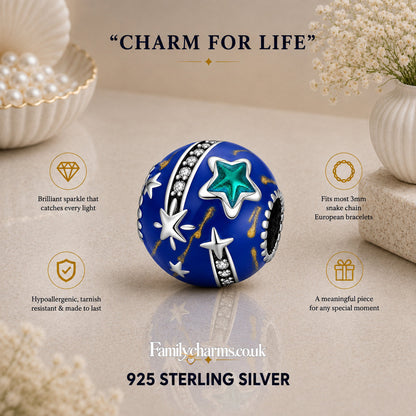 Stars and Galaxy Charm for Bracelet, S925 Sterling Silver