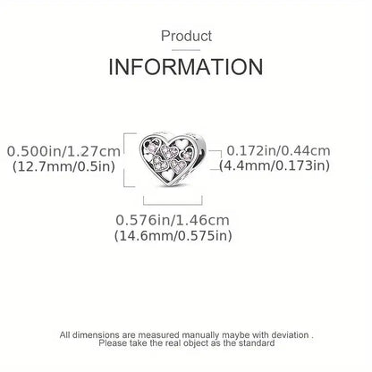 Sterling Silver Pink  Hearts in Heart Bead Sterling Silver Charm Hallmarked S925 for Charm Bracelet and Necklace