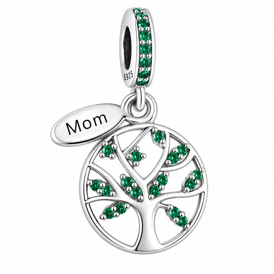 Family Tree Dangle Sterling Silver Charm Hallmarked S925 for Charm Bracelet and Necklace