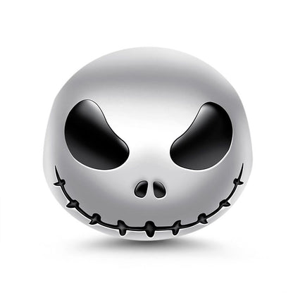 Stitched Skull Halloween Sterling Silver Charm Hallmarked S925 for Charm Bracelet and Necklace