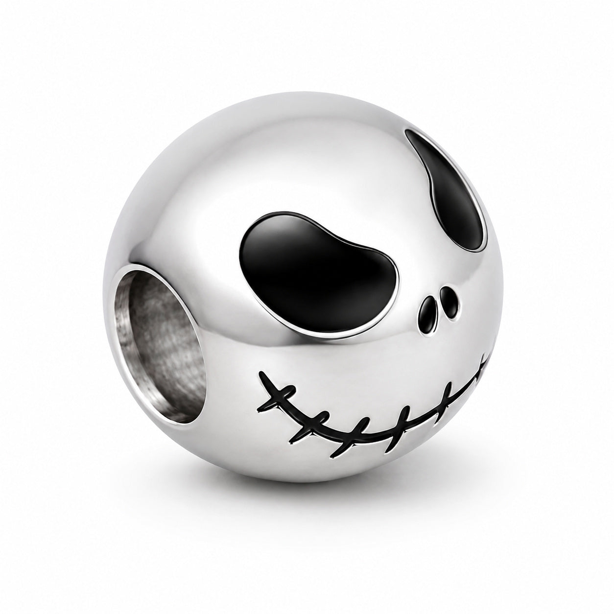 Stitched Skull Halloween Sterling Silver Charm Hallmarked S925 for Charm Bracelet and Necklace