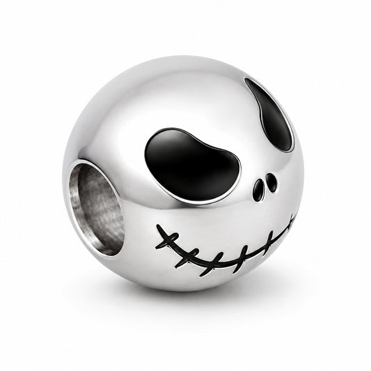 Stitched Skull Halloween Sterling Silver Charm Hallmarked S925 for Charm Bracelet and Necklace