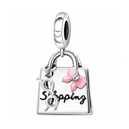 Stylish Handbag Dangle Sterling Silver Charm Hallmarked S925 for Charm Bracelet and Necklace