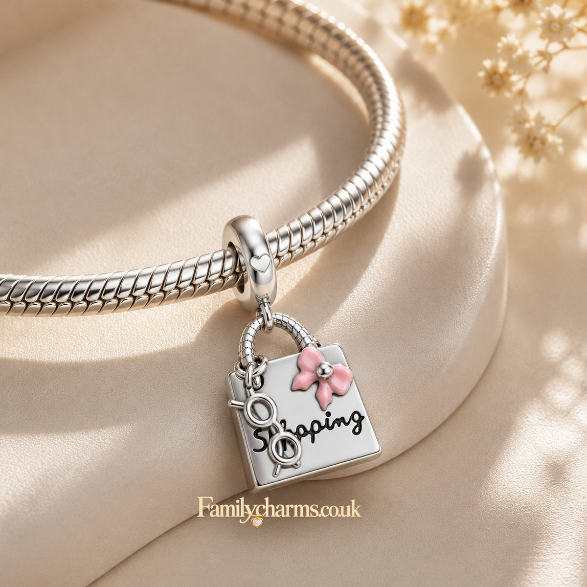 Stylish Handbag Dangle Sterling Silver Charm Hallmarked S925 for Charm Bracelet and Necklace