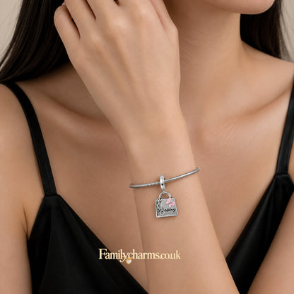 Stylish Handbag Dangle Sterling Silver Charm Hallmarked S925 for Charm Bracelet and Necklace