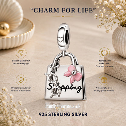 Stylish Handbag Dangle Sterling Silver Charm Hallmarked S925 for Charm Bracelet and Necklace