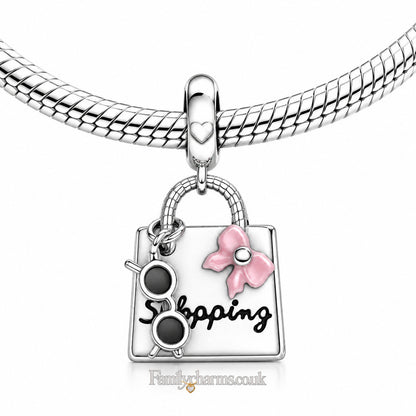 Stylish Handbag Dangle Sterling Silver Charm Hallmarked S925 for Charm Bracelet and Necklace