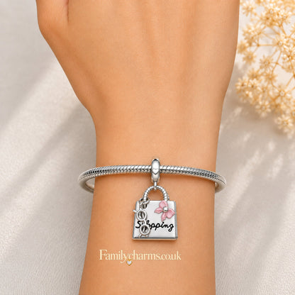 Stylish Handbag Dangle Sterling Silver Charm Hallmarked S925 for Charm Bracelet and Necklace