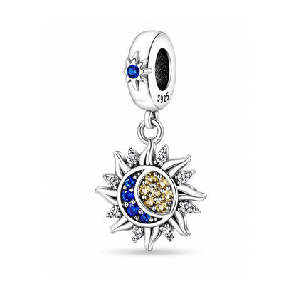 Star, Sun & Moon Pendant Charm for Bracelet, S925 Sterling Silver