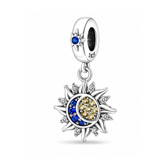 Star, Sun & Moon Pendant Charm for Bracelet, S925 Sterling Silver