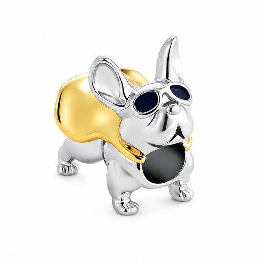 Super French Bulldog Puppy Pet Charm for Bracelet, S925 Sterling Silver