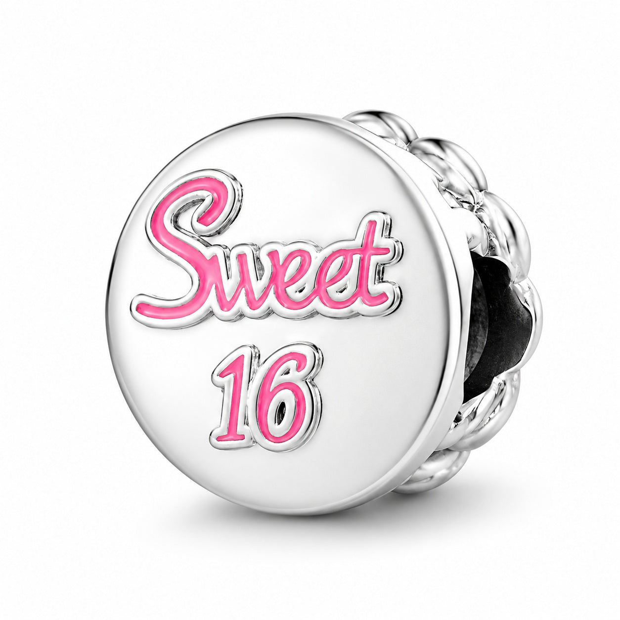 Sweet 16 Birthday Bead Charm Hallmarked S925 for Charm Bracelet and Necklace