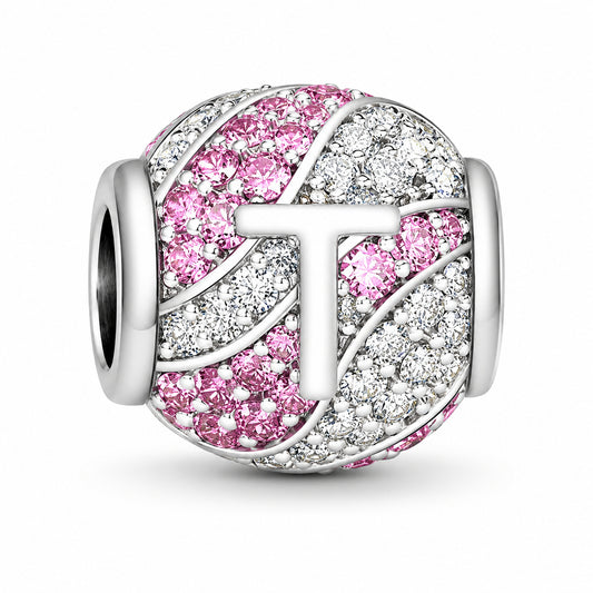 Alphabets Letter T Sterling Silver Charm Hallmarked S925 for Charm Bracelet and Necklace