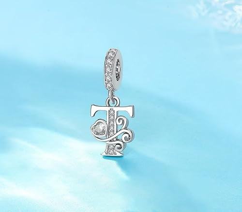 Classic Alphabet Letters A to Z Sterling Silver Dangle Charm Hallmarked S925 for Charm Bracelet and Necklace