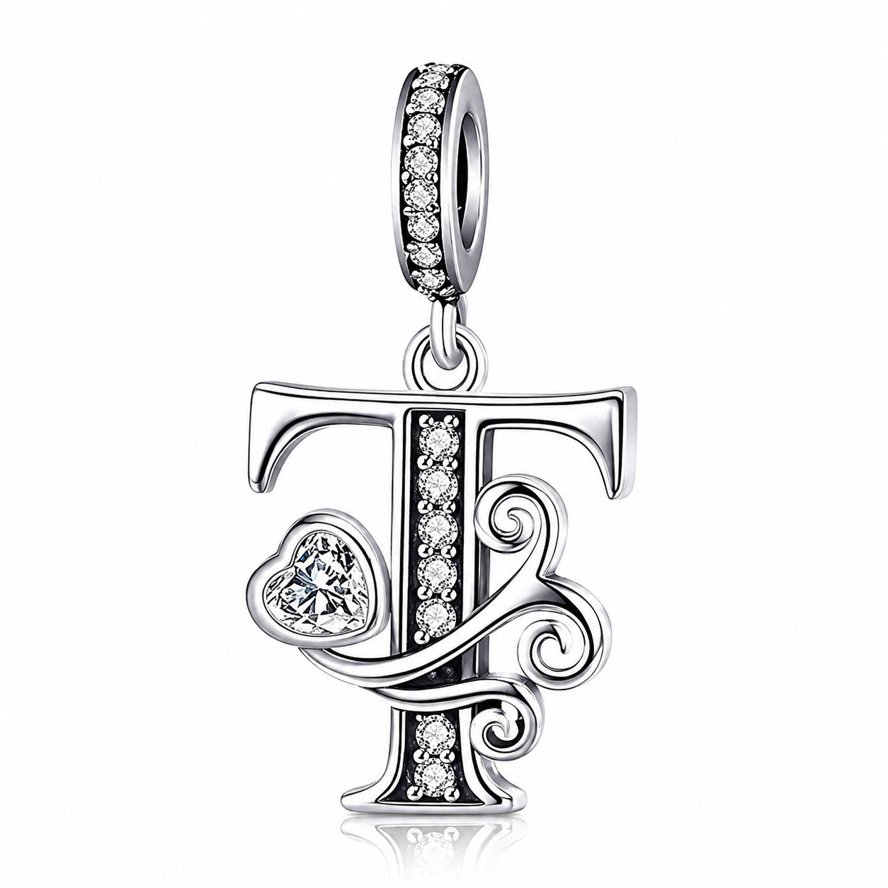 Classic Alphabet Letters A to Z Sterling Silver Dangle Charm Hallmarked S925 for Charm Bracelet and Necklace