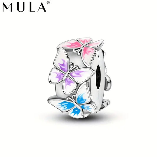 Three Butterflies Clip Sterling Silver Charm Hallmarked S925 for Charm Bracelet and Necklace