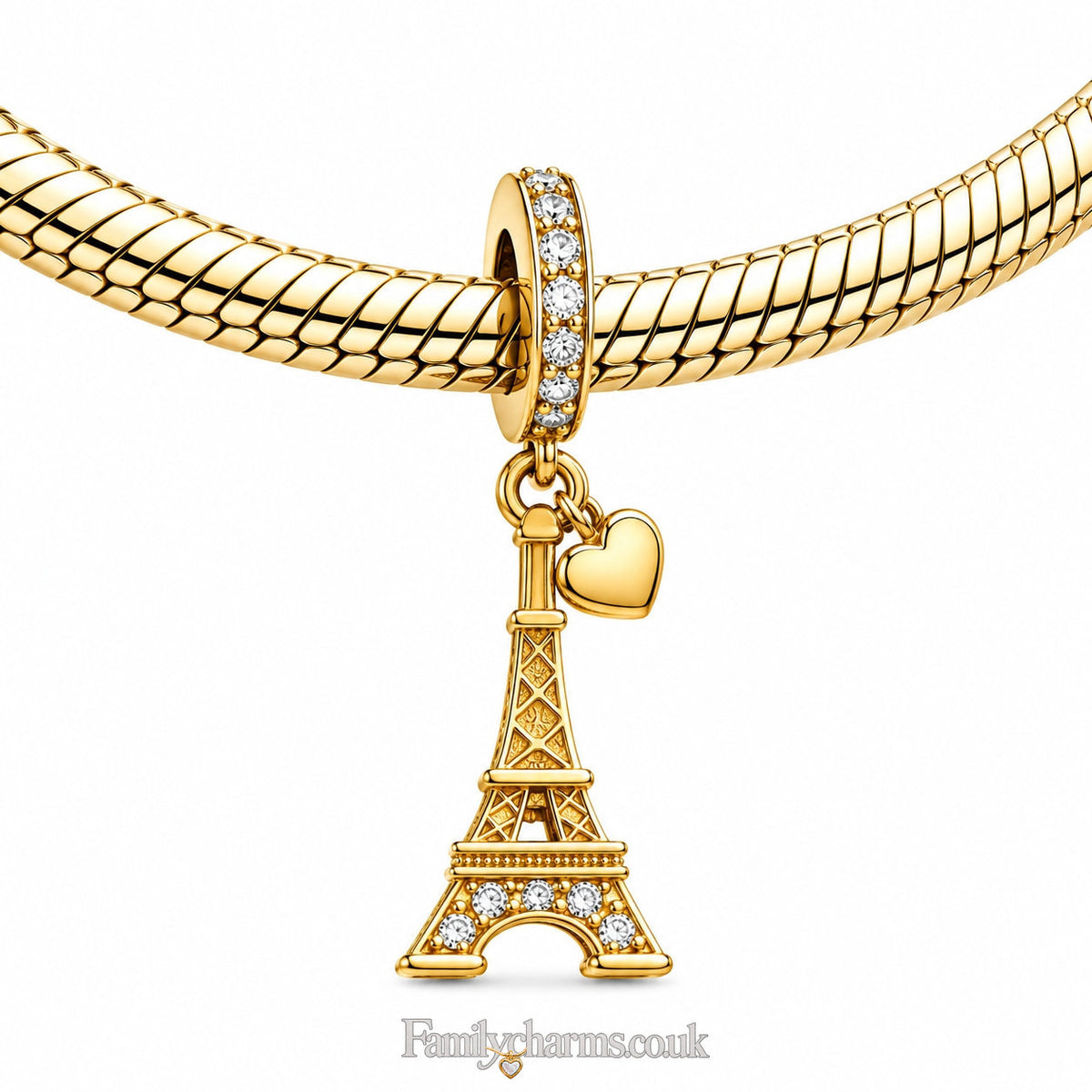 Tower & Heart Charm Hallmarked S925 for Charm Bracelet and Necklace