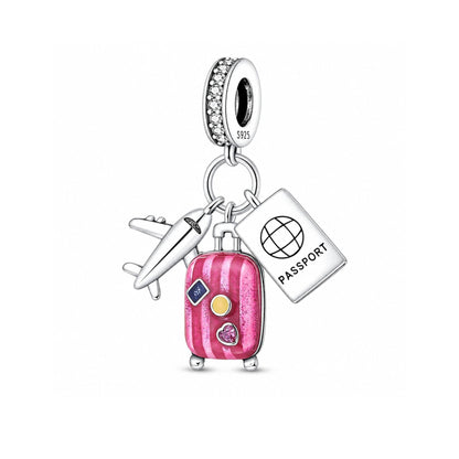 Travel Holiday Dangle Sterling Silver Charm Hallmarked S925 for Charm Bracelet and Necklace