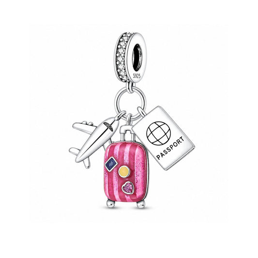 Travel Holiday Dangle Sterling Silver Charm Hallmarked S925 for Charm Bracelet and Necklace