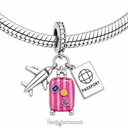 Travel Holiday Dangle Sterling Silver Charm Hallmarked S925 for Charm Bracelet and Necklace
