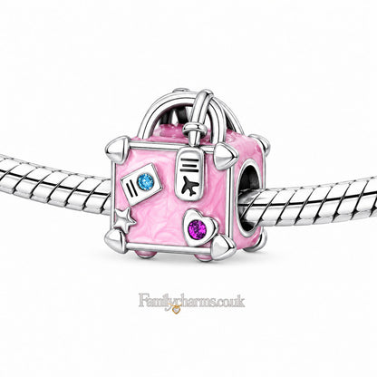 Travel Suitcase Luggage Bag Charm Hallmarked S925 for Charm Bracelet and Necklace
