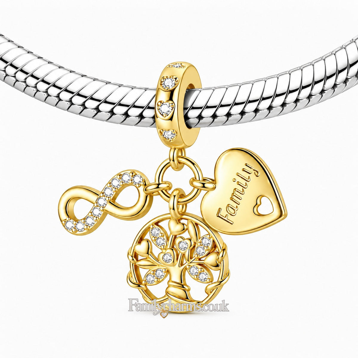 Family Tree Sterling Silver Charm Hallmarked S925 for Charm Bracelet and Necklace