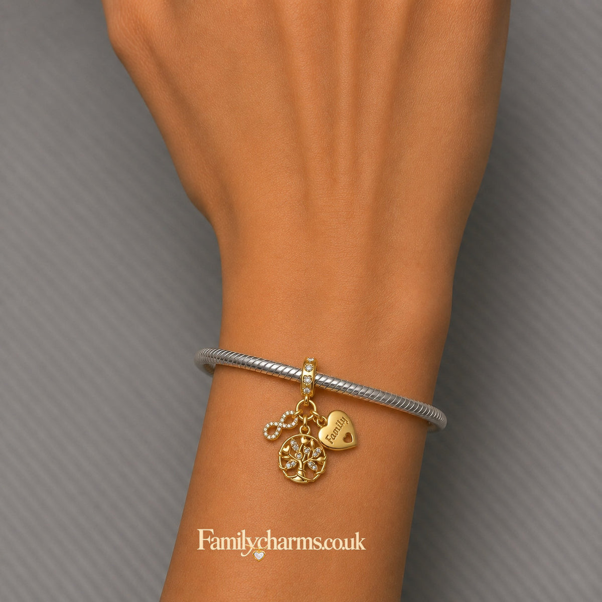 Family Tree Sterling Silver Charm Hallmarked S925 for Charm Bracelet and Necklace
