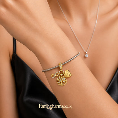 Family Tree Sterling Silver Charm Hallmarked S925 for Charm Bracelet and Necklace