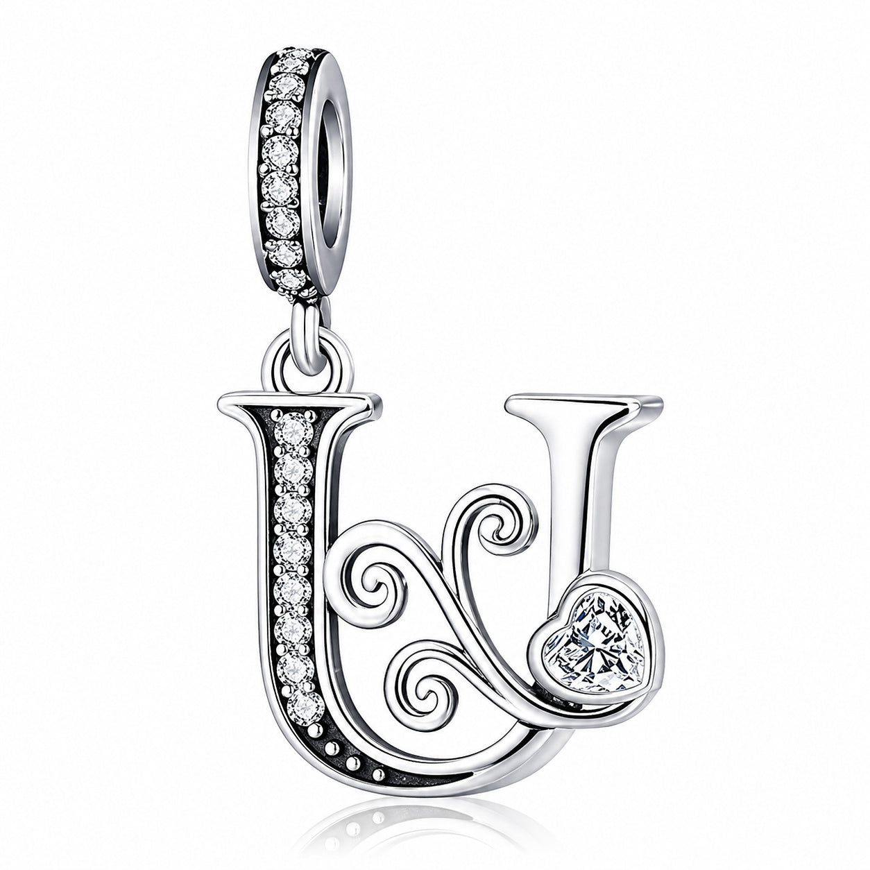 Classic Alphabet Letters A to Z Sterling Silver Dangle Charm Hallmarked S925 for Charm Bracelet and Necklace