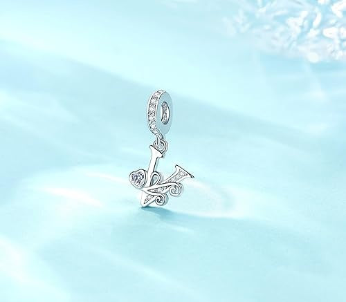 Classic Alphabet Letters A to Z Sterling Silver Dangle Charm Hallmarked S925 for Charm Bracelet and Necklace