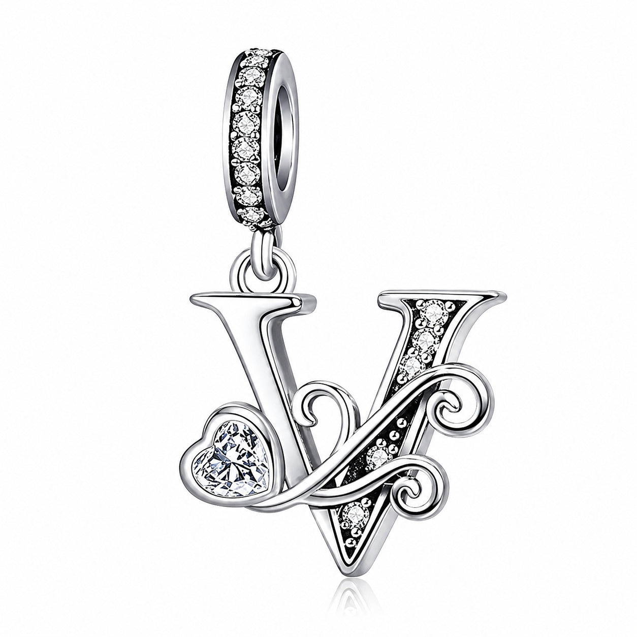 Classic Alphabet Letters A to Z Sterling Silver Dangle Charm Hallmarked S925 for Charm Bracelet and Necklace