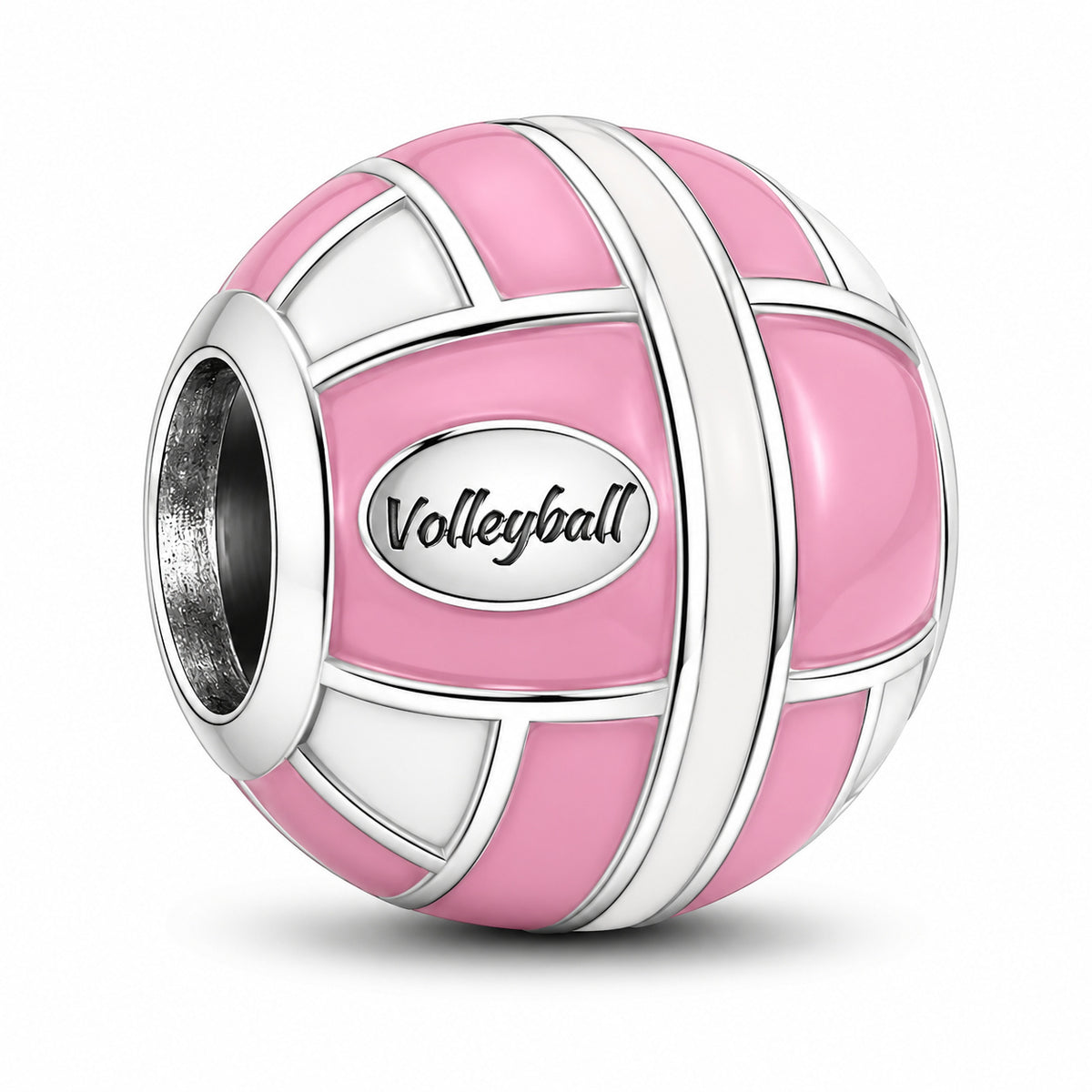 S925 Sterling Silver Volleyball Bead Charm Bracelet